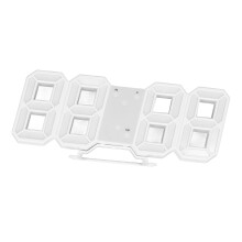 3D LED Wanduhr Weißer Rahmen Digitaler Timer mit Temperatur 23x9,3 cm