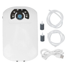 Bomba de oxigênio para aquário com motor de cobre puro, ultrassilenciosa, com duas saídas, recarregável, de longa duração da bateria, ideal