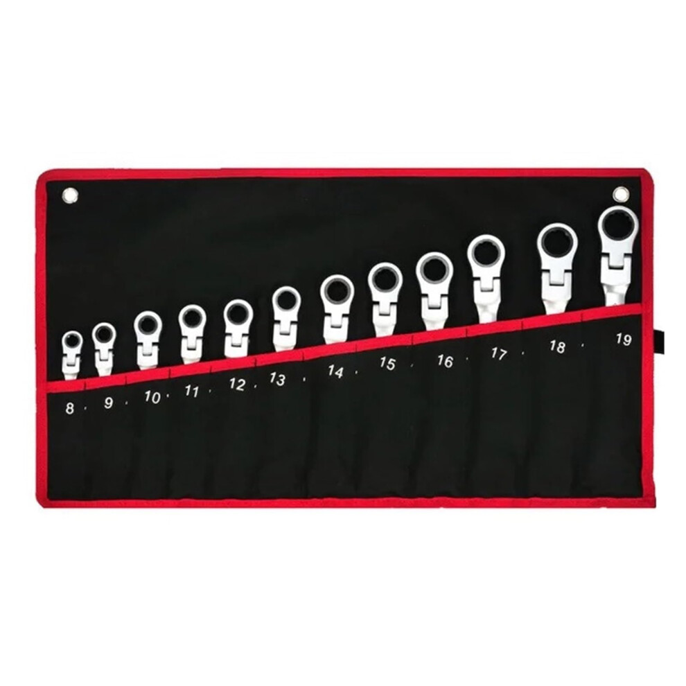 12Piece Metric Ratchet Wrench Set, Crv Flexhead 72Tooth Spanner Kit With Organizer Bag 9199774023849