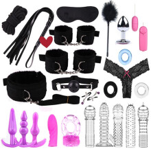 25 Piece Yoga Equipment Set with Plush Comfort Fit, Black Couple Cosplay and Stretching Kit