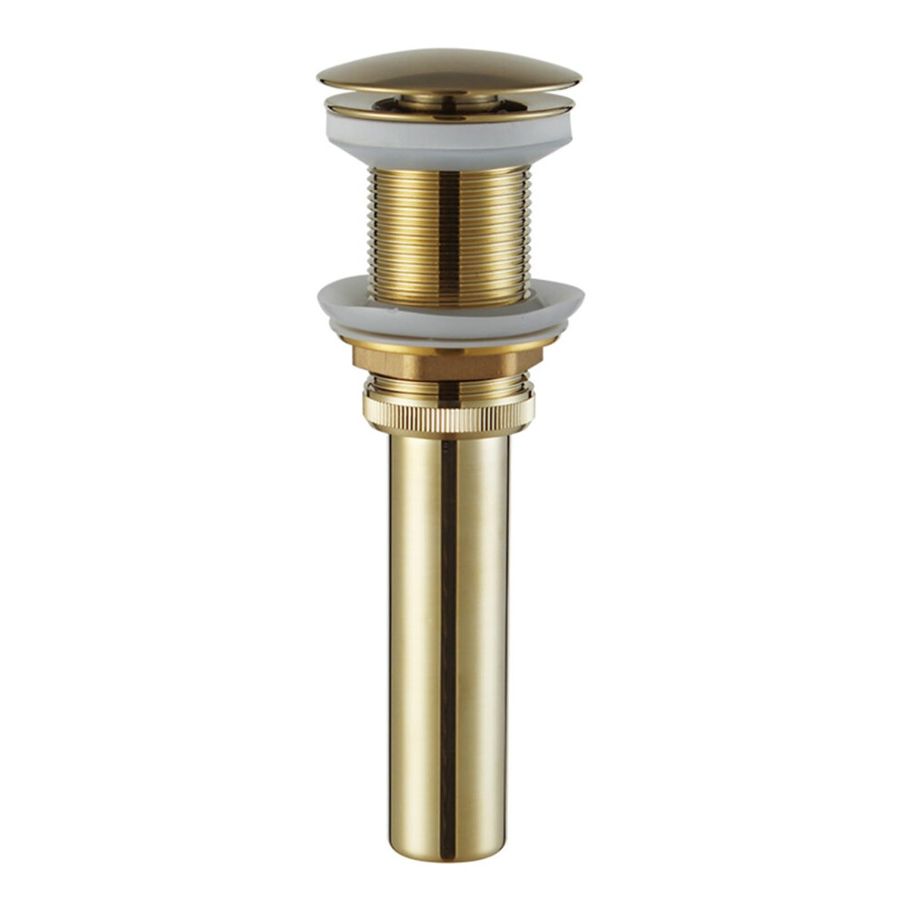 Sink Pop Up Drain With Overflow. Bathroom Sink Drains. Push Button Sink Drain. Brushed Gold 9347817458022