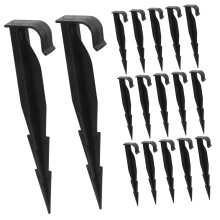 50pcs Black PE Garden Irrigation Stakes 6.29in Drip Tube Holders with Secure Soil Grip