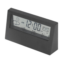 Transparenter LCD-Wecker, großes Display, batteriebetrieben, schwarz