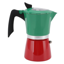 Tragbarer Aluminium-Kaffeekocher für Herd 300 ml mit transparenter Abdeckung, grün oder rot