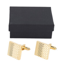 Gold Brass French Cufflinks Double Layer Electroplated Square Style