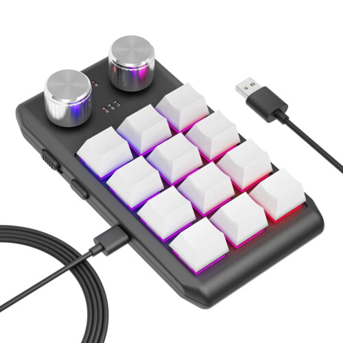 Keypad Volume Button Macro Programming Gaming White 12 Keys 2 Knobs Bluetooth