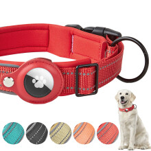 Adjustable Reflective Nylon Quick Release Buckle Tracker Holder Red Size S For Small Medium Large Dogs