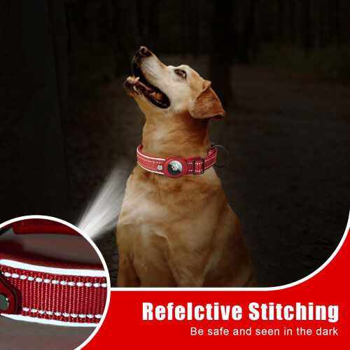 Adjustable Reflective Nylon Quick Release Buckle Tracker Holder Red Size S For Small Medium Large Dogs 2
