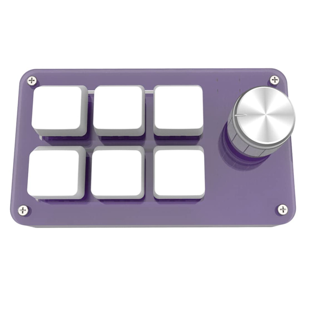 Mini Mechanical Gaming Keypad With Knob, 6 Keys, Custom Macro Programmable Onehanded Keyboard For Osu Purple 9347817547306
