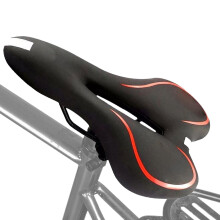 Shock Absorbing Bike Seat Cushion with Waterproof Gel, Reflective Strip, Breathable Groove, Red