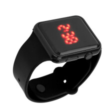 Kinder Freizeit Digitaluhr LED-Bildschirm Quadratische Form Schwarz Hintergrundbeleuchtung Design