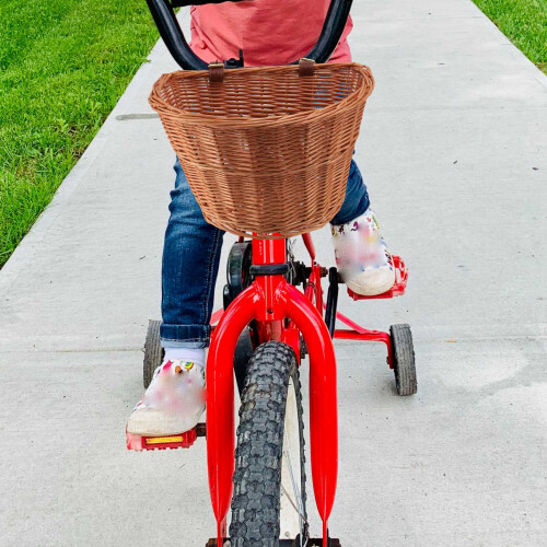 Retro, Handmade, Wicker Bicycle Front Basket with Leather Straps 2