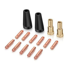 15Pcs MIG Welding Kit Flux Core Gasless Nozzle 0.9mm Brass Welding Tips Replacement MIG  Accessories