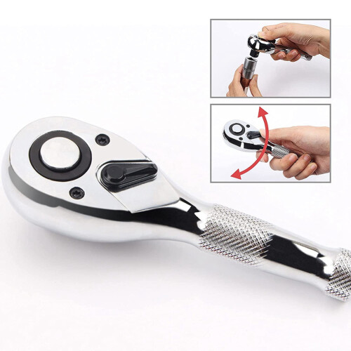 1/4, 3/8, 1/2 Inch Drive Stubby Ratchet Set 3Pc  Ratchet Quick-Release  72-Tooth 1