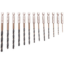Hex Schacht Kobalt Metrische Bits Set van 13 Stuks Snel Verwisselbare HSS Slagschroevendraaier Hex Bits voor Metaal