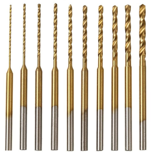 Micro-Twist Drill Bit Set - 10Pcs 0.6mm-2.2mm Tiny Drill Bit 2.35 Shank HSS  Engraving Drill Bits Hole Drilling Tool