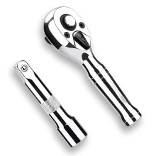 Stubby Ratchet Set-3/8In Drive Ratchet Handle with Extension Bars,72-T Reversible Quick Release Ratchet Wrench