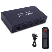 Optische Switcher met 2-Weg Spdif Toslink Optische Digitale Audiosplitter 3 in 1 Uit met IR-Afstandsbedieningsschakelaar