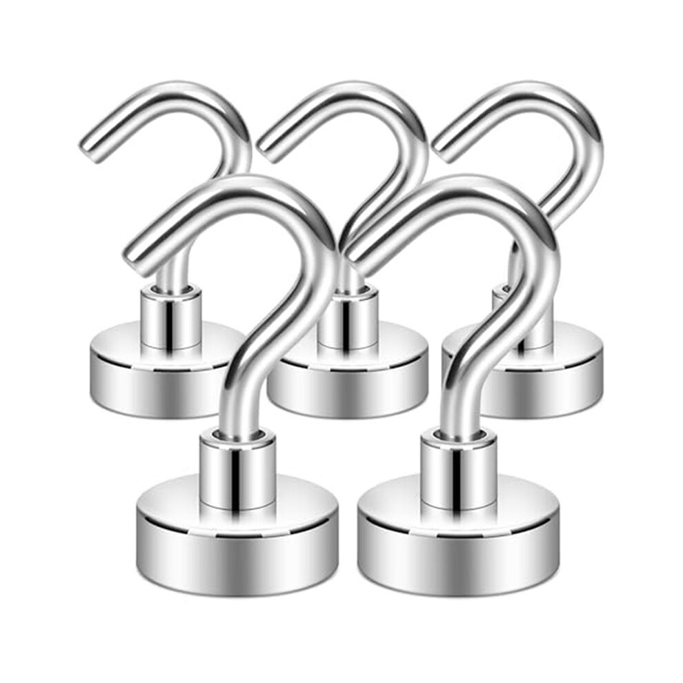 Magnetic Hooks,27Lb Heavy Duty Earth Magnets With Hook For Refrigerator,Cruise Hook For Hanging, (Silver, Pack Of 5) 6031620078524