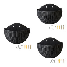 Pots de Fleurs Muraux Noirs Pots de Fleurs Muraux Pots de Fleurs de ClĂ´ture Semi-Circulaire avec Crochets de Drainage