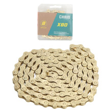 8 Speed Bike Chain Carbon Steel for Mountain and Road Bikes Smooth Shifting Rustproof Gold
