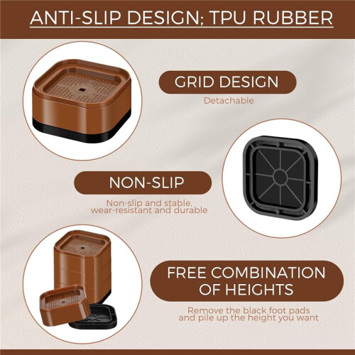 Furniture Risers Adjustable Bed Risers Desk Leg Risers 1.38Inch Stackable Heavy Duty Bed Lifts Risers Square Bed Raising 2