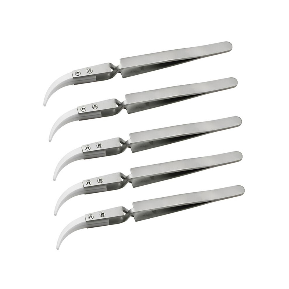 5PCS Ceramic Tip Electronic Soldering Tweezers,Anti-Static Reverse Acid Resistant Precision Chuck Ceramic Tweezers-A