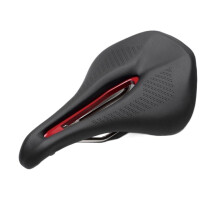 Comfortable Bike Saddle with Breathable Hollow Rail, Microfiber Leather, Wide Support for Triathlon