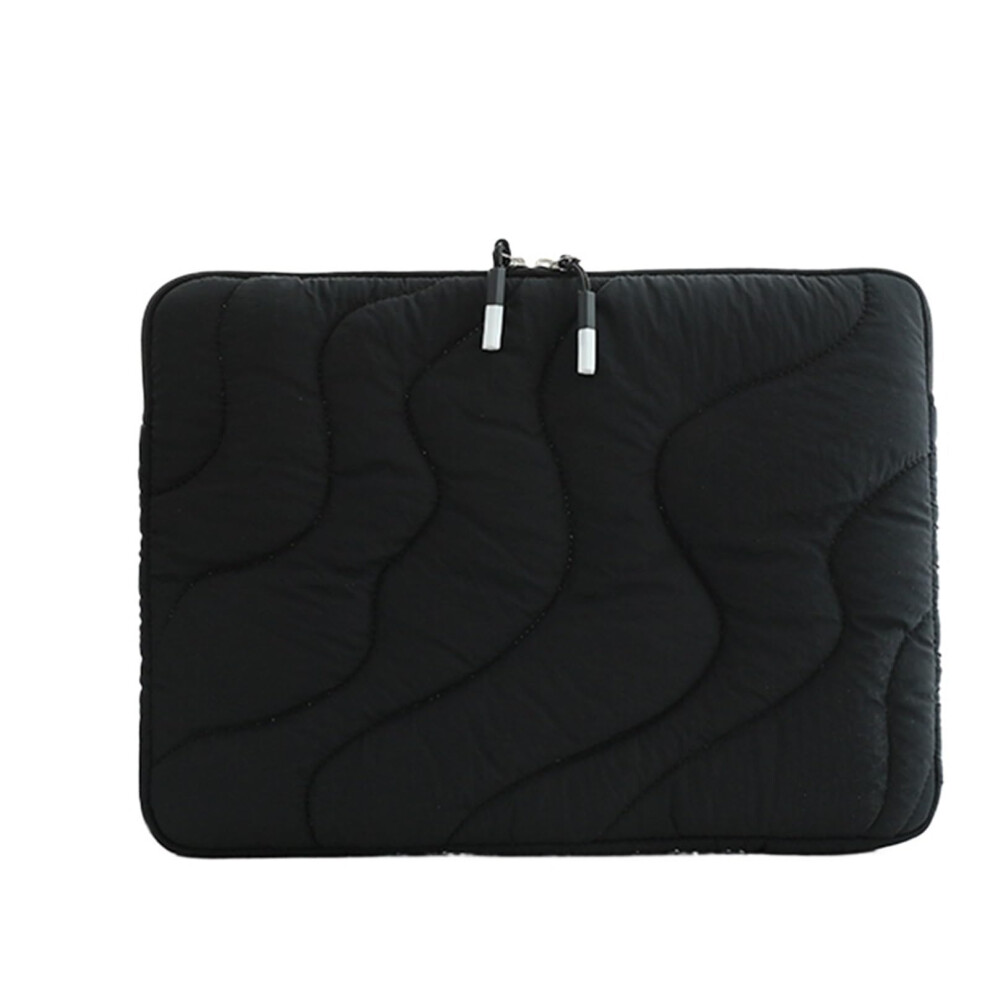 Waterproof Quilted 15 Inch Laptop Sleeve Bag With Soft Puffer Padding For Travel Â Wave Black 9347817549638