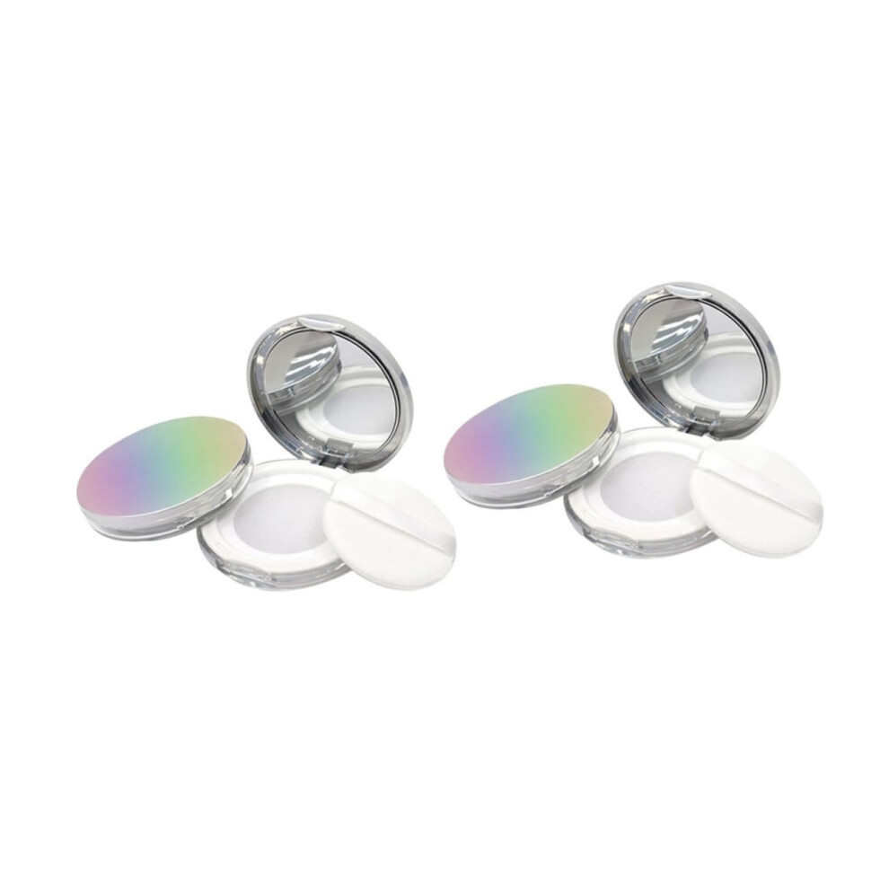 2pcs Loose Powder Container with Builtin Puff, Compact Travel ABS Empty Makeup Powder Box
