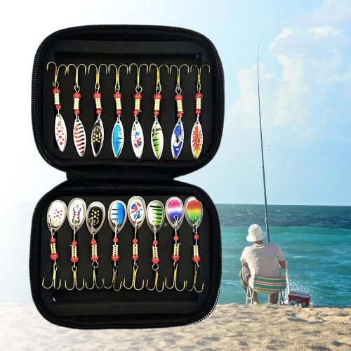 Fishing Spinner Hard Baits Spoon Lure With Storage Bag Artificial Blinkers Pack 1