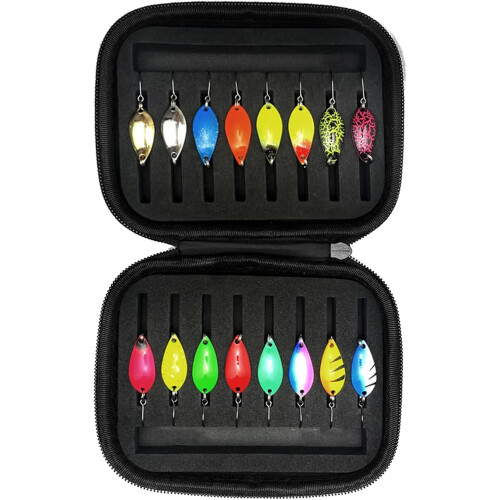 Fishing Spinner Hard Baits Spoon Lure With Storage Bag Artificial Blinkers Pack 2