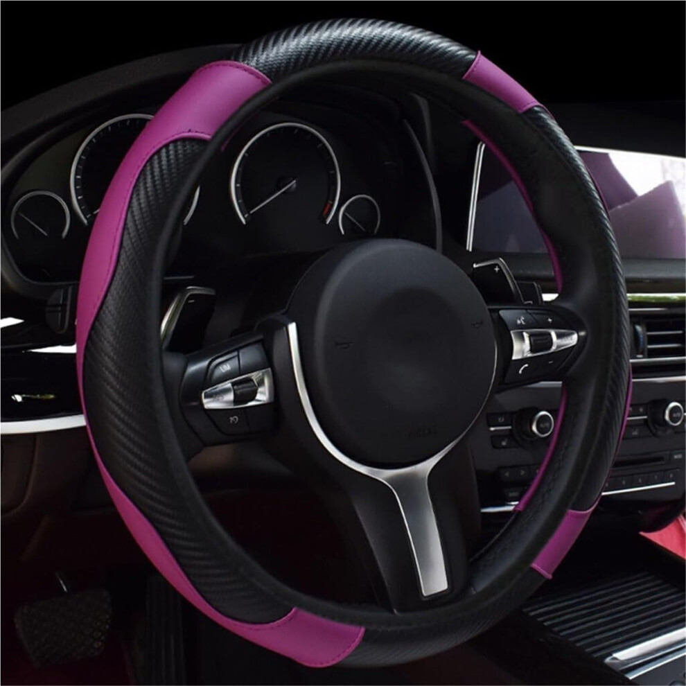 Leather Steering Wheel Cover For Kia Sportage 20212025 Carbon Fiber Antislip Grip Purple 9187378381335