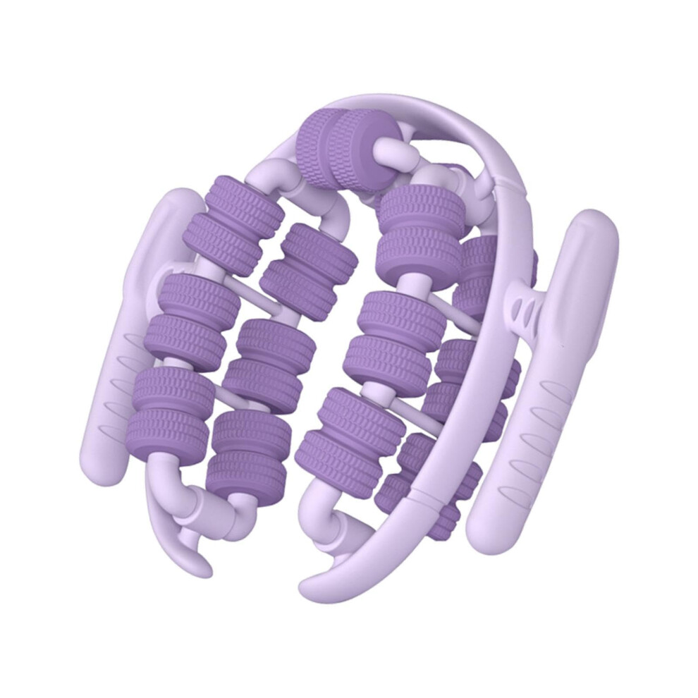 Muscle Massage Roller with 28 Wheels for Legs and Arms, Ergonomic Grip, Violet