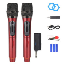 Draadloze One-To-Two Home Microfoon 6.35 Interface Professionele Handheld Microfoon voor KTV Performance Stage Rood