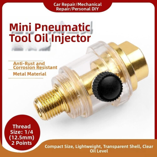 Pneumatic Tool Oil Lubricator 14Inch Thread Mini, Transparent Case, Automatic Oil Supply, Reduces Refills, Longevity 2