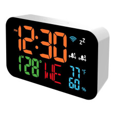 Tuya WiFi Uhr Kalender Intelligentes Thermometer Hygrometer mit Digitaler LED-Anzeige Unterstützt WIFI Auto-Kalibrierung