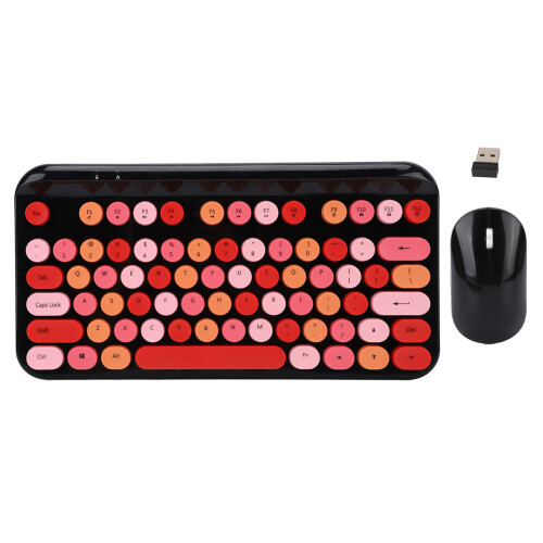 Retro 75-Key Wireless Full Size Gaming Keyboard Mouse Set Ergonomic Design 1