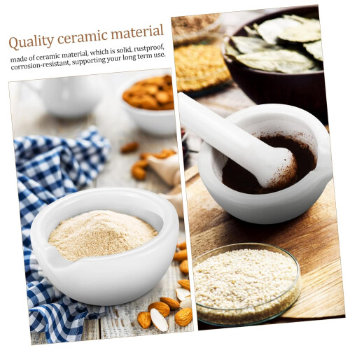 Mini Ceramic Mortar and Pestle Set for Spices and Herbs Easy Clean Durable Kitchen Tool 2
