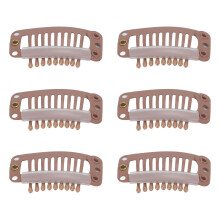 40pcs Stainless Steel 9 Teeth Hair Wig Clips 32mm Light Brown