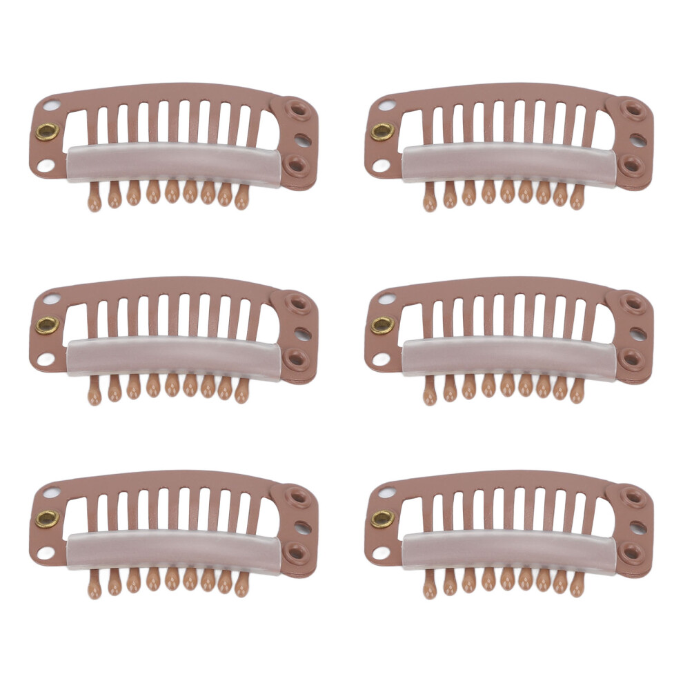 40pcs Stainless Steel 9 Teeth Hair Wig Clips 32mm Light Brown