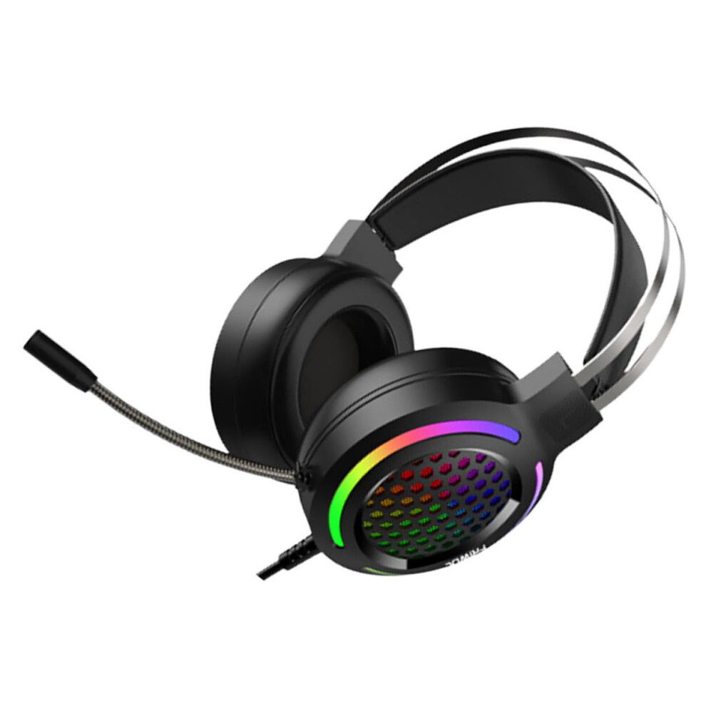Rgb Wired Gaming Headset With Noisecanceling Microphone Lightweight Overear Pc Headset Comfortable For Long Play Black 9199774031080