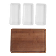 Food Grade Coating No-dead-angle Design Handcrafted Bamboo Products Decorative Coffee Platter Bamboo Serving Tray For Daily And Party Use