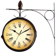 Wall Clock 8 Inch Retro Metal Double Sided Silent Battery Operated Hanging Clock for Outdoor Garden Decor