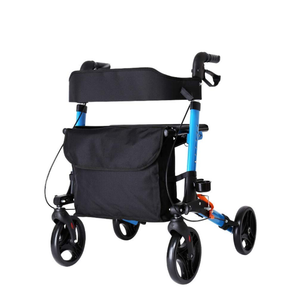 Lightweight Aluminum Folding Rollator 4Wheel Rolling Walker With Seat And Bag  Mobility Aid For Adults