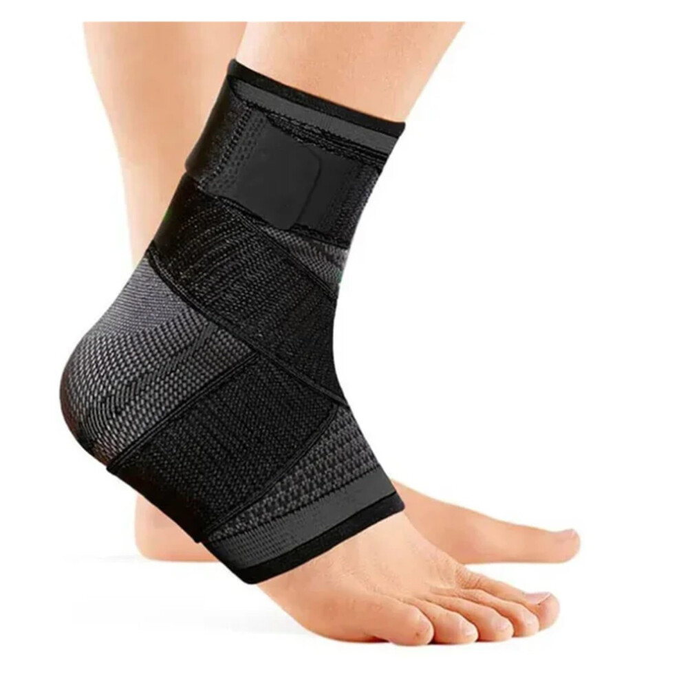 Black Adjustable Sports Ankle Support Compression Ankle Brace Ankle Stabilizer For Running Soccer Basketball Gym Xl