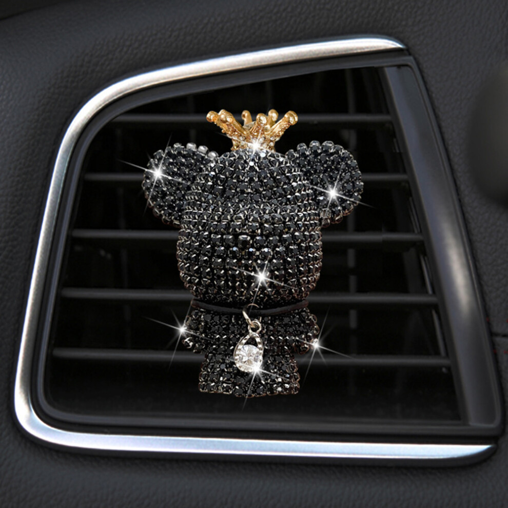 Rhinestone Bear Car Air Freshener With Vent Clip And Scent Tablet 7601375362699