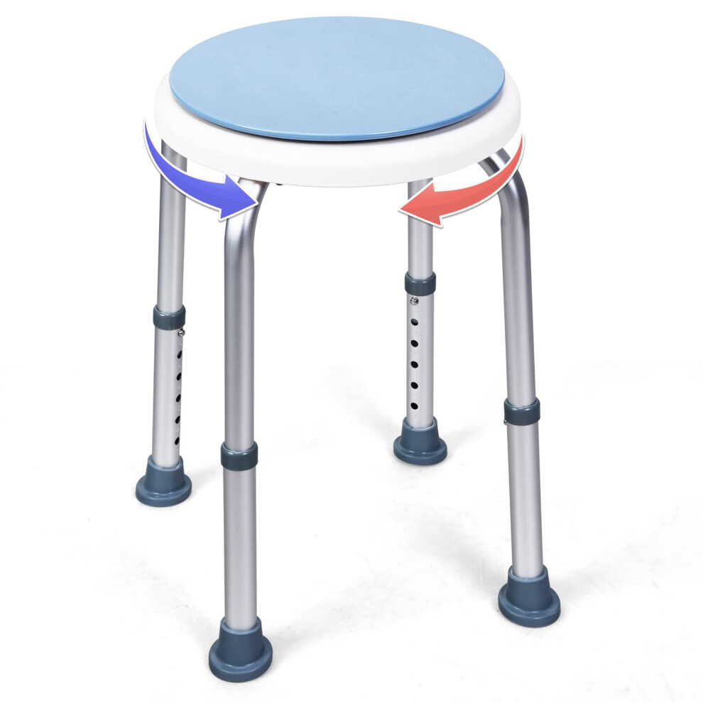 360 Rotating Round Shower Stool, 6Position Height Adjustable Bathtub Shower Chair, Elderly Disabled Handicap NonSlip Bathroom Bench Seat Ref: 9405