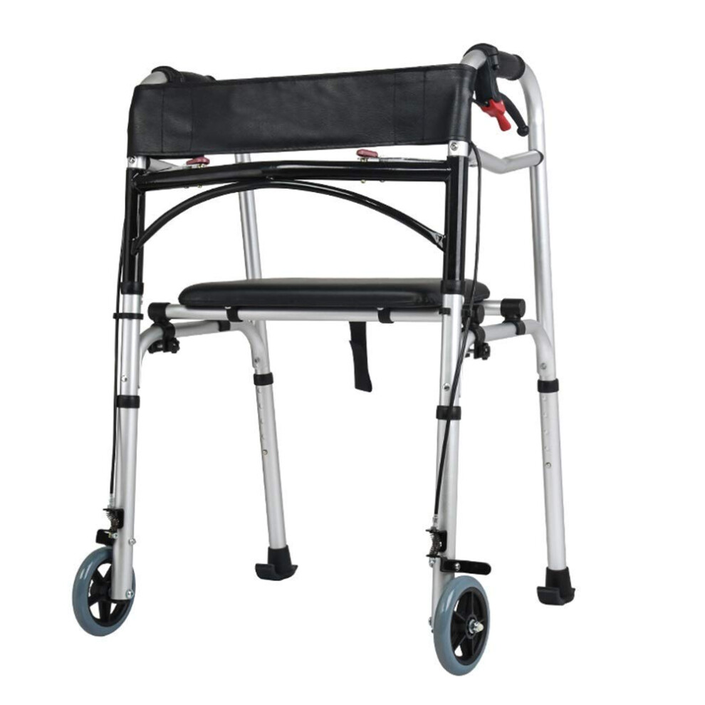 Folding Rollator 4Wheel Rolling Walker With Seat And Bath Seat Hand Brake For Elderly Seniors Adults