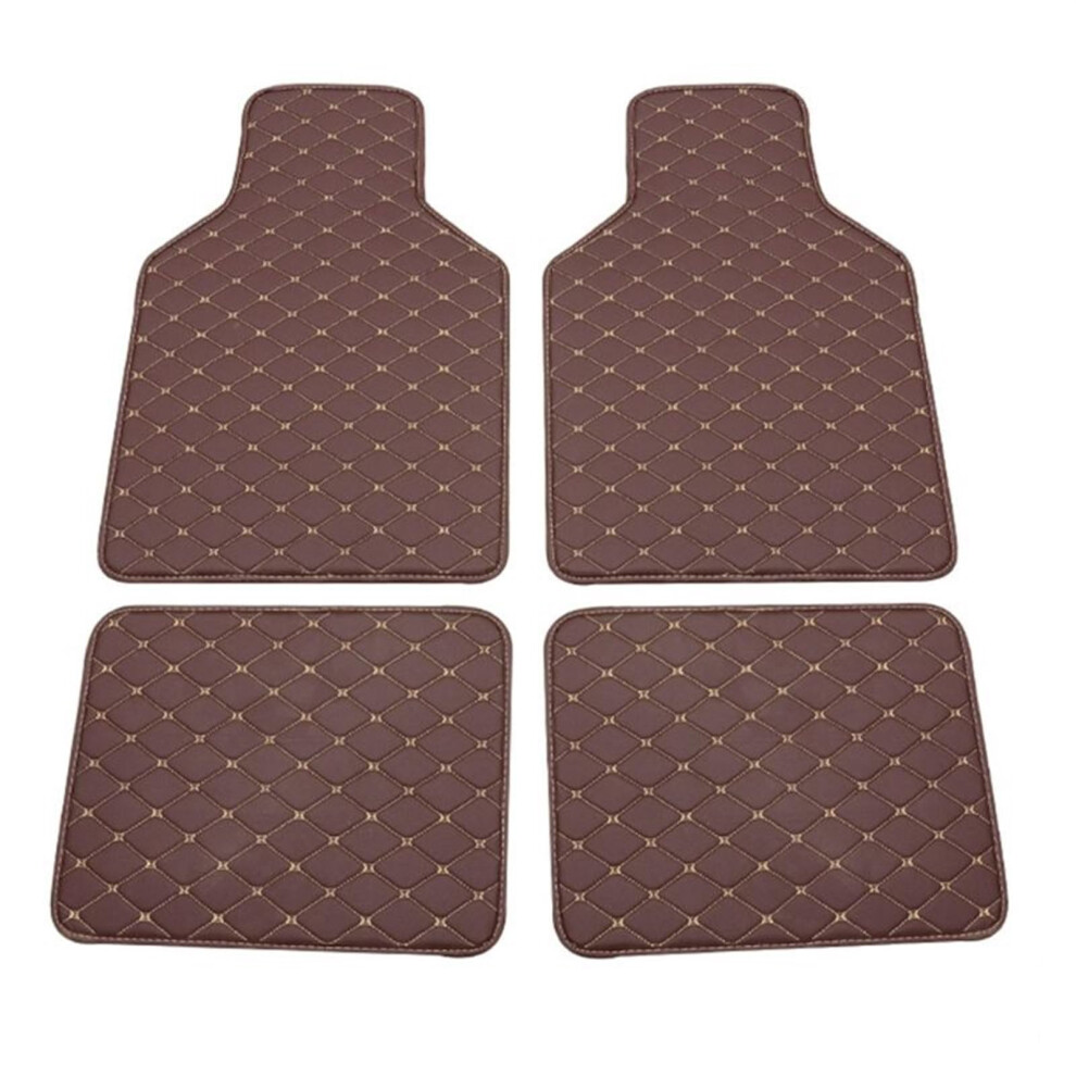 Non Slip Car Floor Mat All Weather Pu Leather 4Piece Set For Truck Suv Front Rear Mats Coffee Color 9187378385555